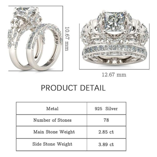 wedding engagement anniversary ring silver diamond cubic zirconia