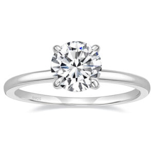 925 steling silver cubic zirconia round solitaire wedding ring