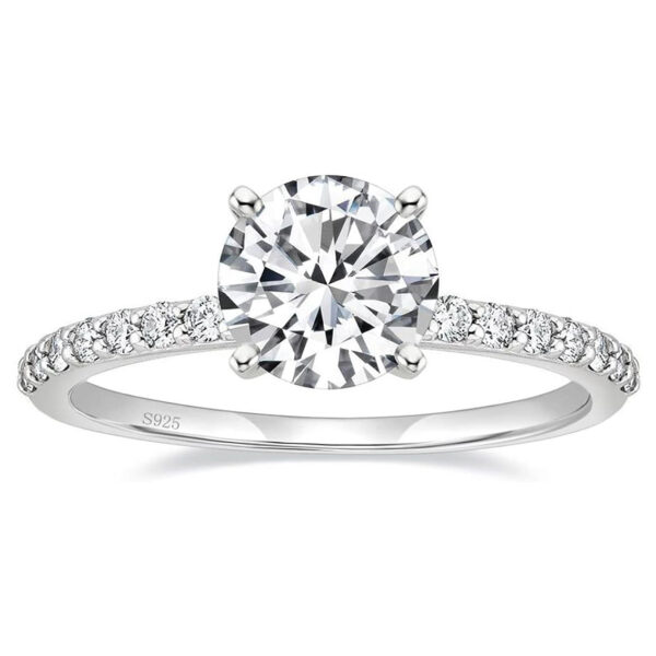 925 steling silver cubic zirconia round solitaire ring