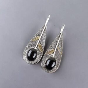 925 Sterling Silver Black Onyx Dangle Earrings - Image 2
