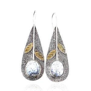925 Sterling Silver Dendritic Opal Dangle Earrings - Image 1