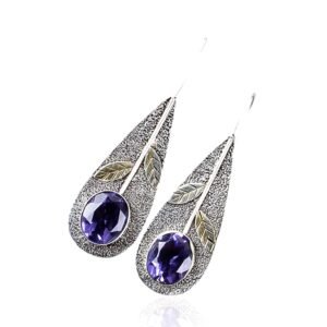 925 Sterling Silver Iolite Dangle Earrings - Image 1