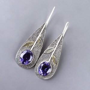 925 Sterling Silver Iolite Dangle Earrings - Image 2