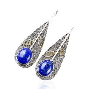925 Sterling Silver Lapis Lazuli Dangle Earrings - Image 1