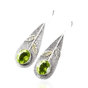 925 Sterling Silver Peridot Dangle Earrings - Image 1