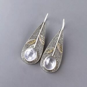 925 Sterling Silver Rose Quartz Dangle Earrings - Image 2