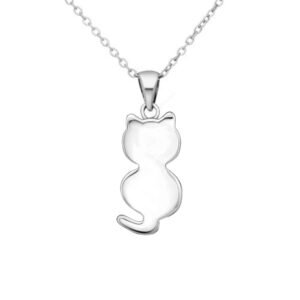 Bohemian Silver Cat Pendant Necklace – Unique Boho Animal Jewelry for Cat Lovers – Gift for Birthday, Wedding, Engagement, Bridesmaid, or Statement Pieces - Image 1