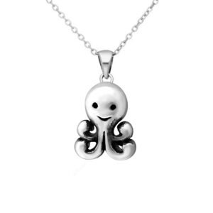 Charming Silver Octopus Necklace - Boho Statement Jewelry for Engagement, Wedding, Birthday, Bridesmaid Gift, Unique Bohemian Pendant for Fashion Lovers - Image 1