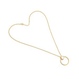 Elegant Gold Circle Pendant Necklace with Crystal Accent for Women - Birthday Gift, Bridesmaid Jewelry, or Bohemian Wedding Statement Piece for Her - Art & Deco Inspired - Image 1