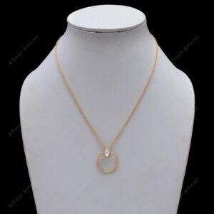 Elegant Gold Circle Pendant Necklace with Crystal Accent for Women - Birthday Gift, Bridesmaid Jewelry, or Bohemian Wedding Statement Piece for Her - Art & Deco Inspired - Image 2