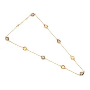 Elegant Boho Chic Gold Plated Necklace with Gemstone Accents - Gift for Women, Birthday, Wedding, Bridesmaid, Daughter and More - Unique Bohemian Art Deco Statement Jewelry - Image 1