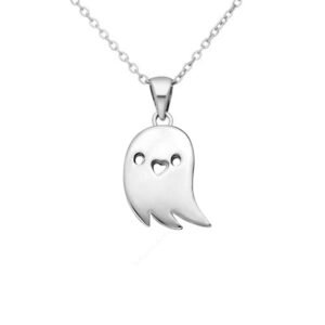 Sterling Silver Ghost Necklace - Cute Boho Halloween Pendant for Women - Spooky Statement Jewelry for Birthdays, Weddings, Engagements, and Bridesmaids - Image 1