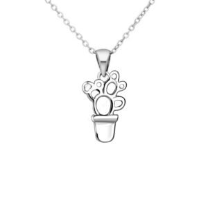 Elegant Silver Cactus Necklace – Boho Chic Minimalist Jewelry for Women, Gift for Birthday, Wedding, Engagement, Bridesmaid, Romantic Statement Piece for Bohemian Style - Image 1