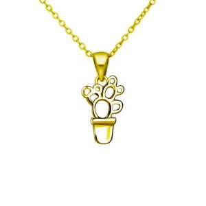 Dainty Gold Plated Cactus Necklace - Bohemian Style Jewelry for Women - Minimalist Pendant for Birthday, Wedding, Bridesmaid or Boho Gift - Elegant Statement Piece - Image 1