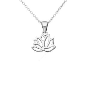 Elegant Sterling Silver Lotus Flower Necklace - Bohemian Inspired Statement Jewelry for Wedding, Engagement, Birthday - Bridesmaid Gift for Boho-Chic Style Enthusiasts - Image 1