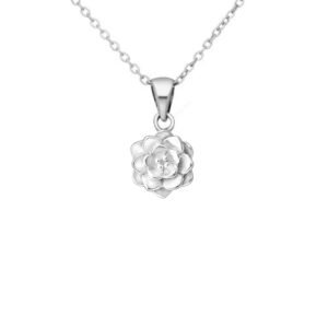 Elegant Sterling Silver Flower Pendant Necklace - Bohemian Style for Weddings, Birthdays, Bridesmaids, Gift for Engagements or Special Occasions, Unique Boho Statement Jewelry - Image 1