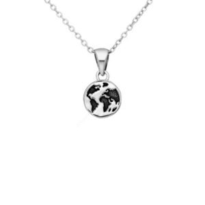 Bohemian Earth Pendant Necklace Sterling Silver - Unique World Map Charm for Women - Ideal for Travel Lovers - Birthday, Wedding, Engagement, Bridesmaid or Statement Gift - Image 1