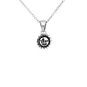 Bohemian Sun Face Pendant Necklace in Sterling Silver - Boho Jewelry for Birthdays, Engagements, Weddings, & Bridesmaids - Unique Statement Piece, Gift for Her - Image 1