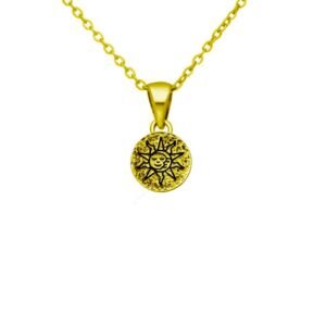 Radiant Sun Medallion Necklace in Gold Plated Finish – Boho Chic Statement Piece for Birthdays, Engagements & Weddings – Unique Bohemian Jewelry for Bridesmaids & Special Occasions - Image 1