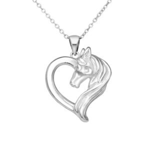 Exquisite Silver Horse Heart Necklace - Elegant Bohemian Statement Pendant Jewelry for Wedding, Birthday, Engagement, Bridesmaid Gifts - for Horse Lovers and Boho Fashionistas - Image 1