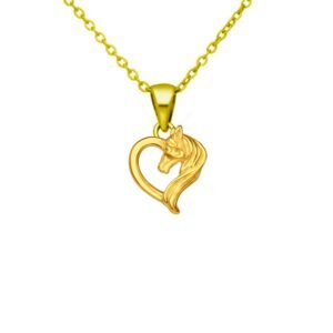Elegant Gold Plated Horse Heart Pendant Necklace for Women - Boho Statement Jewelry for Birthday, Wedding, Bridesmaid, or Engagement Gifts - Bohemian Charm 18" Chain - Image 1