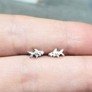 Sterling Silver Shark Stud Earrings | Boho Chic Jewelry | Unique Beach Gift for Women, Daughter, Bridesmaid | for Casual & Art Deco Style - Image 3