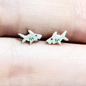 Sterling Silver Shark Stud Earrings | Boho Chic Jewelry | Unique Beach Gift for Women, Daughter, Bridesmaid | for Casual & Art Deco Style - Image 4