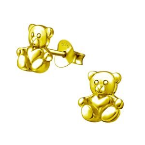 Adorable Gold-Plated Teddy Bear Stud Earrings - Gift for Kids Birthday Gift, Baby Shower, or Everyday Wear - Hypoallergenic Jewelry for Sensitive Ears - Image 1