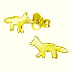 Charming Gold Fox Stud Earrings - Sterling Silver 925 - Boho Animal Jewelry Gift for Weddings, Birthdays, Engagements, Bridesmaids - Unique Bohemian Statement Piece - Image 1