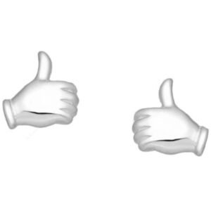 Sterling Silver Thumbs Up Earrings - Unique Boho Studs for Women, Gift for Birthday, Bridesmaid, or Statement Piece - Image 1
