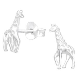 Elegant Silver Giraffe Stud Earrings - Boho Art & Deco Statement Gift for Women, Daughter, Bridesmaid - Image 1