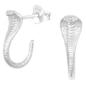 Stunning Silver Cobra Stud Earrings - Bohemian Art & Deco Statement Jewelry - Gift for Her, Wedding, or Bridesmaid - Image 1