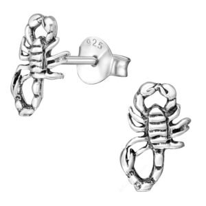 Exquisite Sterling Silver Scorpion Stud Earrings - Boho Chic Jewelry Gift for Women, Art & Deco Statement Piece - Image 1