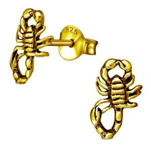 Exquisite Scorpio Zodiac Gold-Plated Sterling Silver Earrings - Unique Boho Jewelry for Astrological Statement, Birthday, Wedding, Engagement Gift, Gift for Bridesmaids - Image 1