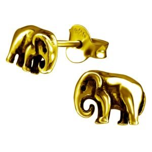 Exquisite Gold Elephant Stud Earrings - Unique Bohemian Jewelry Gift for Women - Elegant Boho Style Animal Earrings - Gift for Birthdays, Weddings, or Statement Looks - Image 1