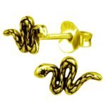 Exquisite 925 Sterling Silver Snake Stud Earrings - Gold Plated Bohemian Boho Statement Jewelry for Women - Gift for Birthdays, Weddings, Engagements, & Bridesmaid Gifts - Image 2
