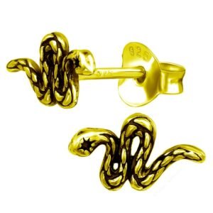 Exquisite 925 Sterling Silver Snake Stud Earrings - Gold Plated Bohemian Boho Statement Jewelry for Women - Gift for Birthdays, Weddings, Engagements, & Bridesmaid Gifts - Image 2