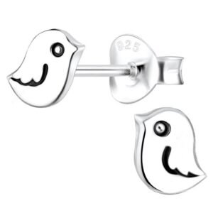 Sterling Silver Bird Stud Earrings - Bohemian Style Statement Gift for Women & Daughters - Wedding & Engagement Jewelry - Image 1