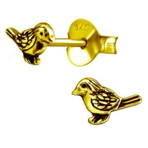 Bohemian Bird 925 Sterling Silver Gold Plated Stud Earrings - Elegant Nature Inspired Jewelry for Women - Gift forBirthday, Wedding, Engagement, Bridesmaid Statement Gift - Image 1