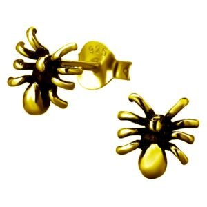 Dazzling Gold Plated Spider Stud Earrings - Unique Bohemian Style, Gift for Birthday, Wedding, or Engagement Gifts - Hypoallergenic Silver Base with Statement Design - Image 1
