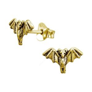 Gothic Bat Gold Stud Earrings - Unique Bohemian Jewelry for Women - Gift for Halloween, Weddings, and Birthdays - Eye-Catching Statement Accessory for Bold Style Lovers - Image 1