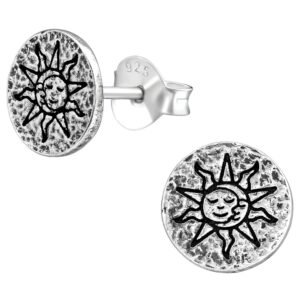 Bohemian Sunburst Silver Stud Earrings - Gift for Women, Bridesmaids, or Her - Image 1