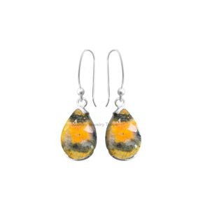 925 Sterling Silver Bumblebee Jasper Dangle Earrings for Women/Men - Image 1