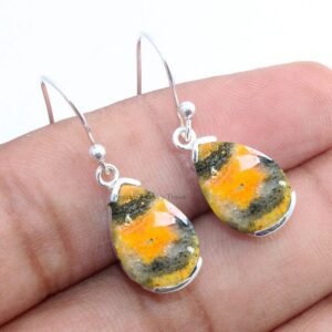 925 Sterling Silver Bumblebee Jasper Dangle Earrings for Women/Men - Image 2