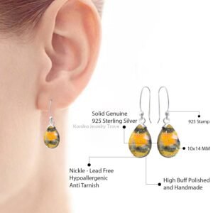 925 Sterling Silver Bumblebee Jasper Dangle Earrings for Women/Men - Image 3