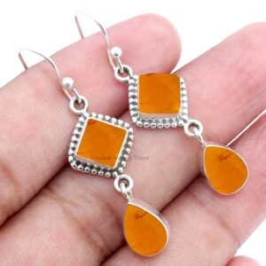 925 Sterling Silver Amber Dangle Earrings for Women/Men - Image 3