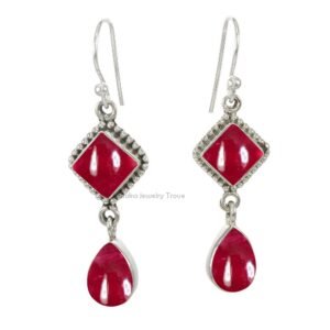 925 Sterling Silver Ruby Dangle Earrings for Women/Men - Image 1
