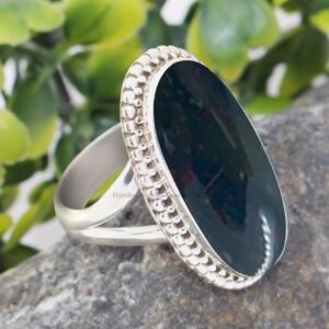 925 Sterling Silver Bloodstone Womens Rings for Women/Men - Image 3