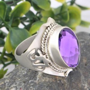 925 Sterling Silver Amethyst Womens Rings for Women/Men - Image 3