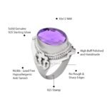 925 Sterling Silver Amethyst Womens Rings for Women/Men - Image 4